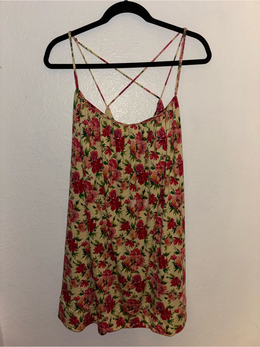 Calvin Klein Floral Spaghetti-Strap Slip Dress - Red Floral on Cream